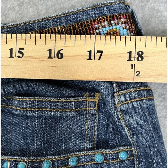 Chico’s Platinum Women’s Jeans Sz XL Beaded Aztec Inspired Embellished Denim - Picture 8 of 16